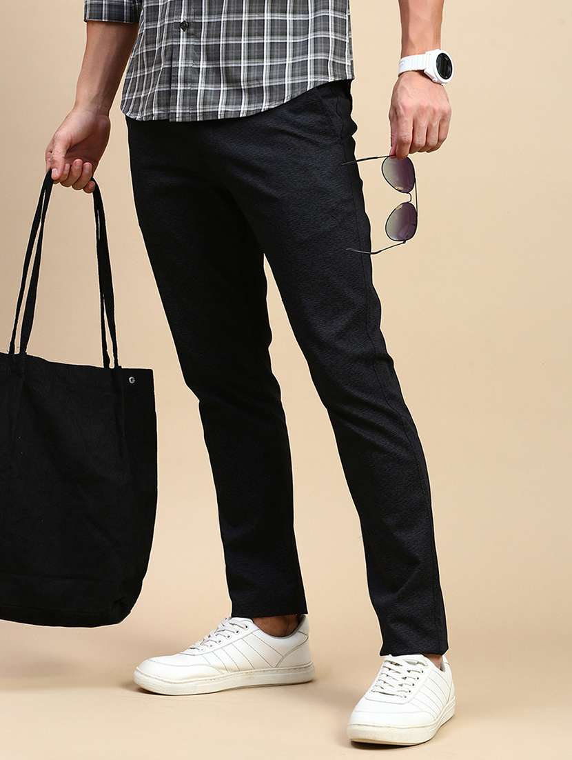 men mid rise solid flat front casual trouser - 21746568 -  Standard Image - 2
