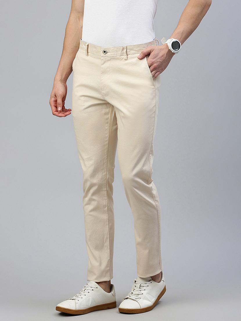 men mid rise solid flat front casual trouser - 21746572 - Standard Image - 2