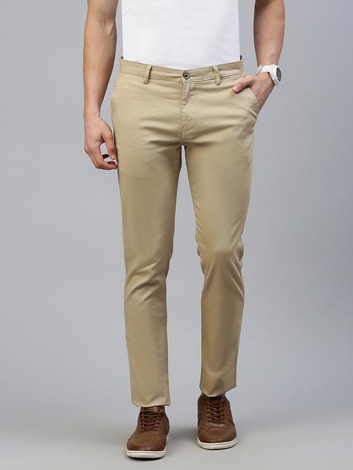 men mid rise solid flat front casual trouser - 21746573 - Standard Image - 0