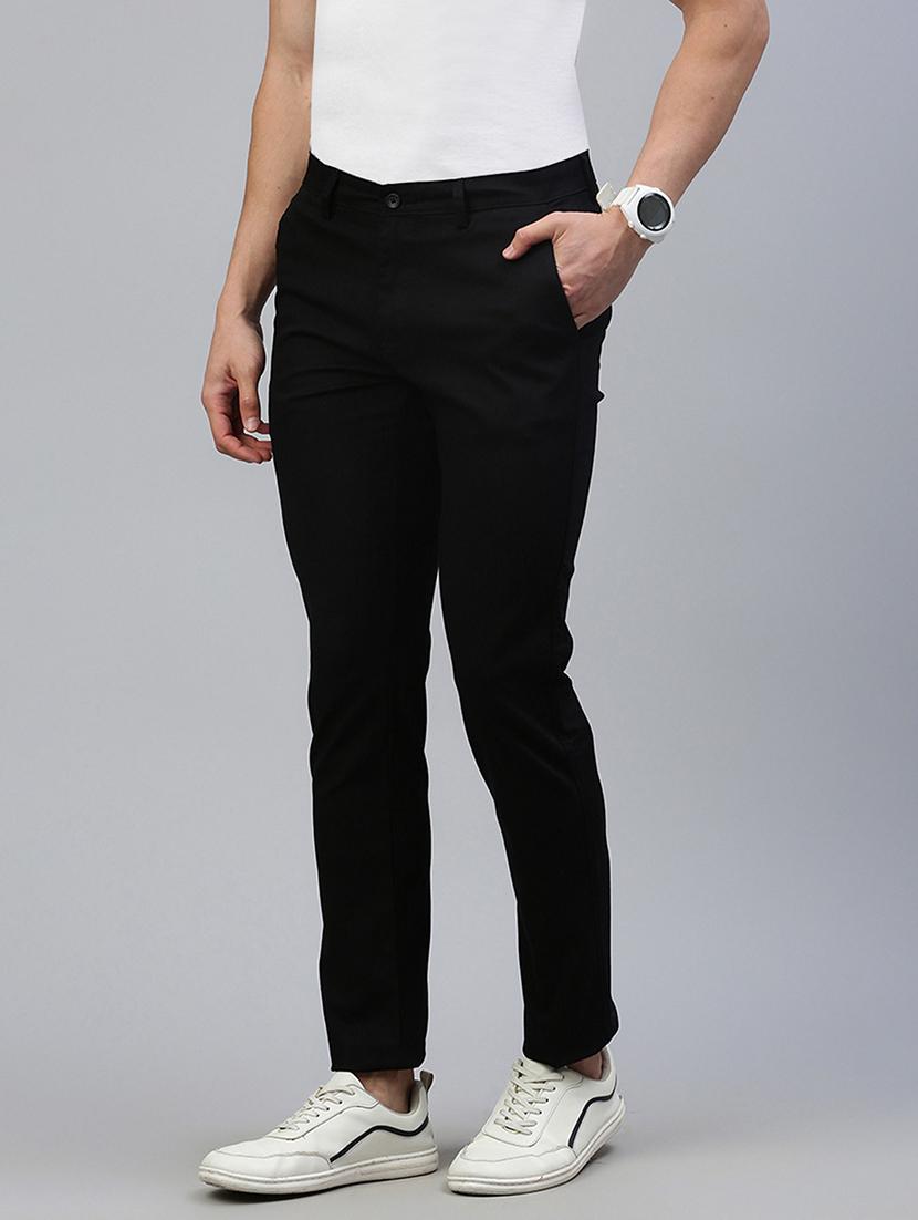men mid rise solid flat front casual trouser - 21746576 - Standard Image - 2