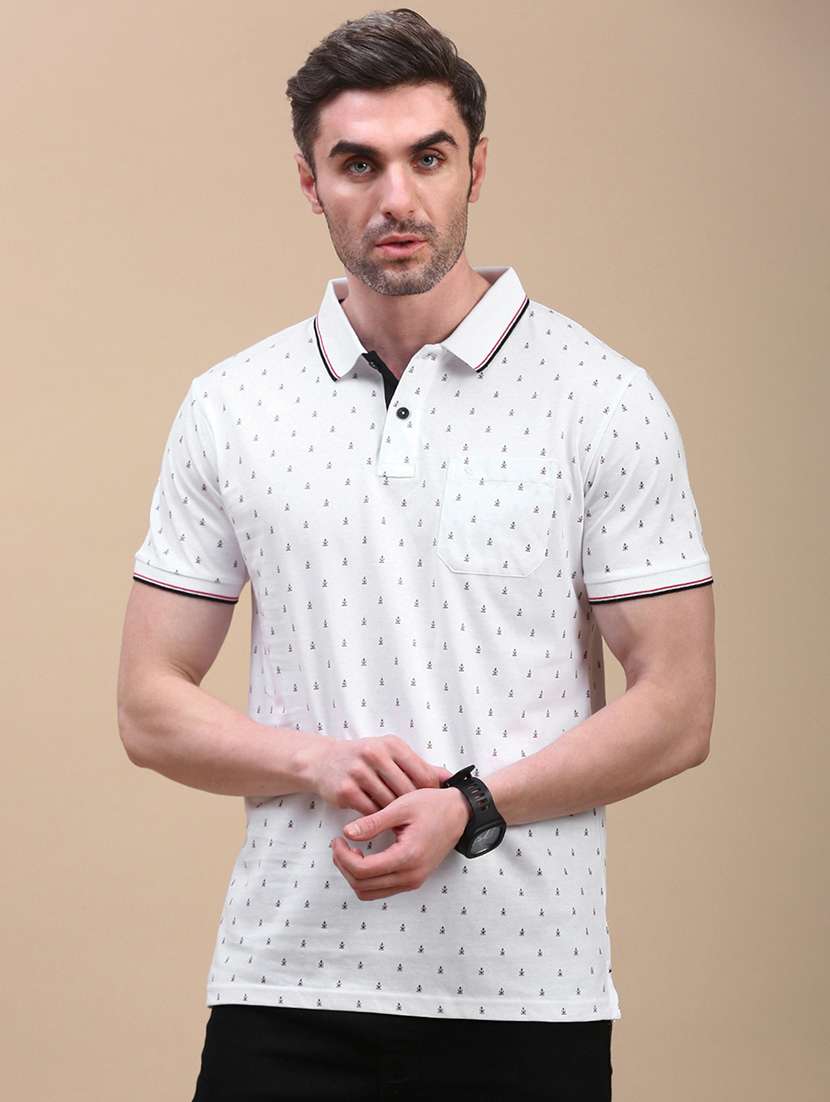 men printed short sleeves polo t-shirt