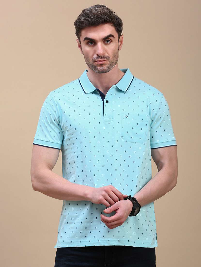 men printed short sleeves polo t-shirt