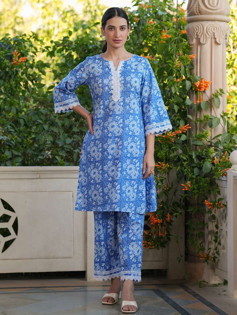 women printed kurta pant co-ord set