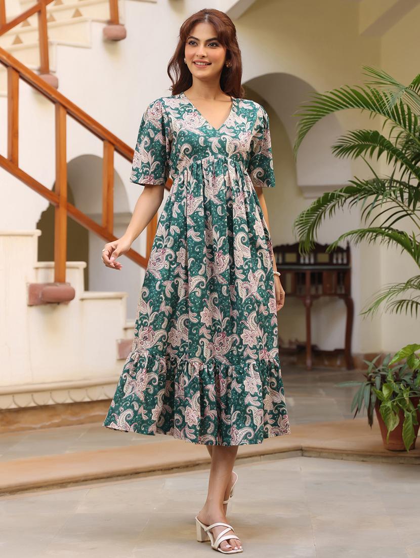 women printed tiered dress - 21746642 - Zoom Image - 0