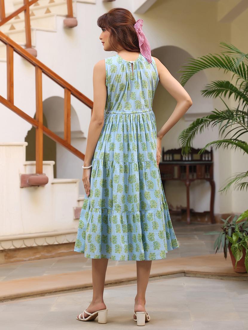 light blue cotton tiered dress - 21746649 - Standard Image - 2