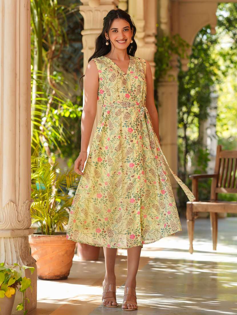 Women Floral Printed A Line Dress 