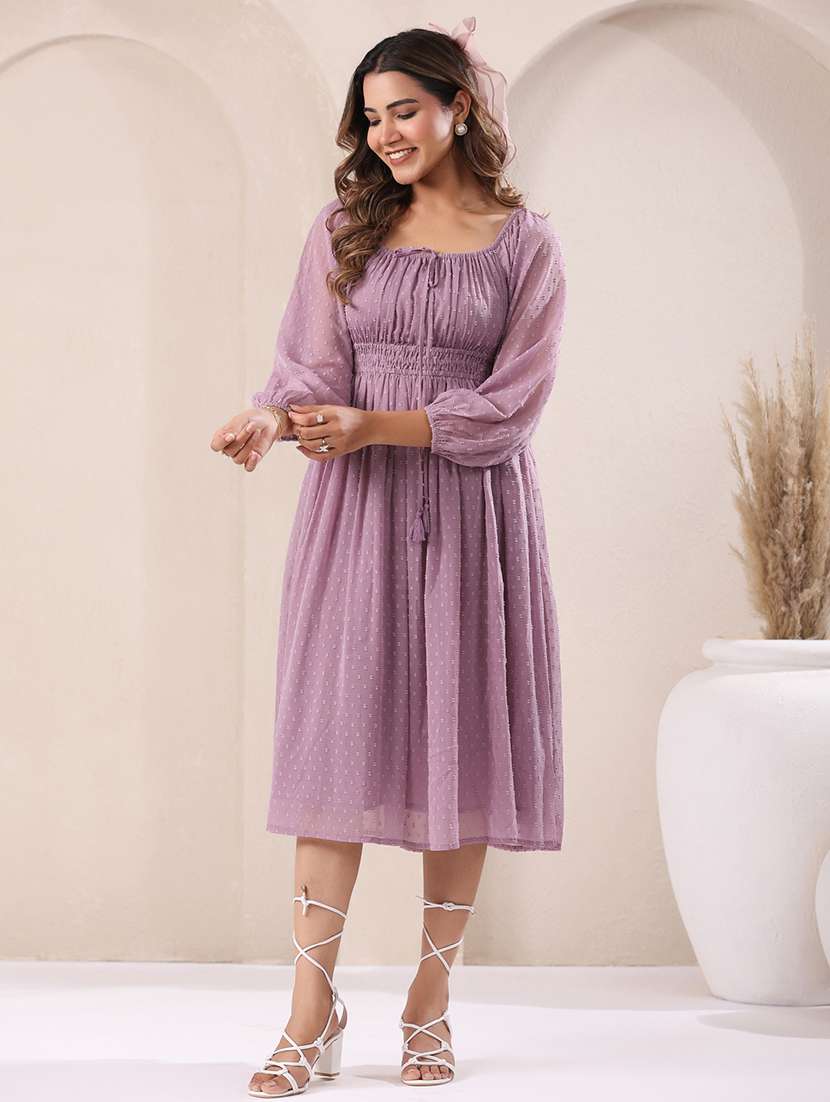 women swiss doted fit & flare dress - 21746667 -  Standard Image - 2