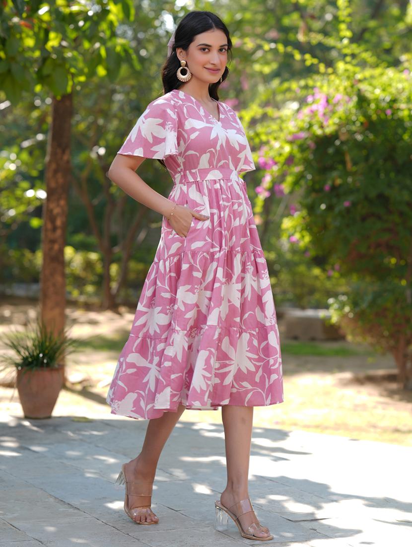 women floral printed tiered dress - 21746673 - Standard Image - 2