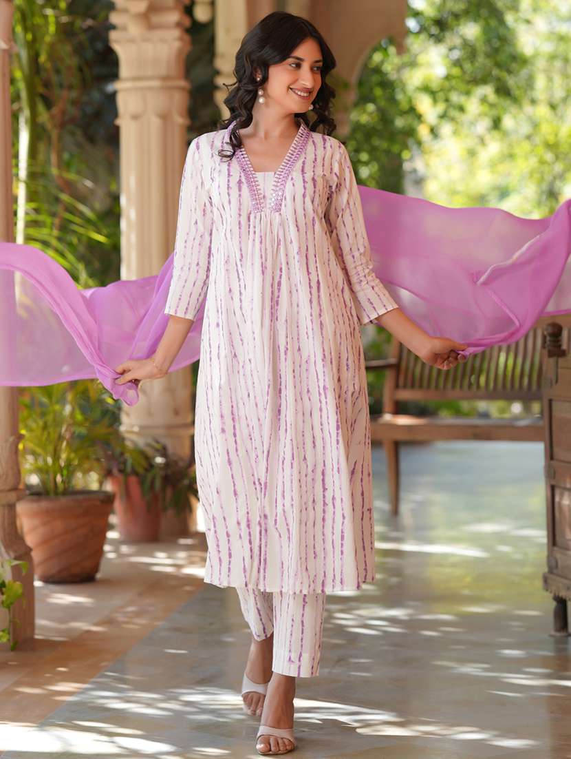 women tie & dye kurta pant set with dupatta - 21746738 - Standard Image - 2