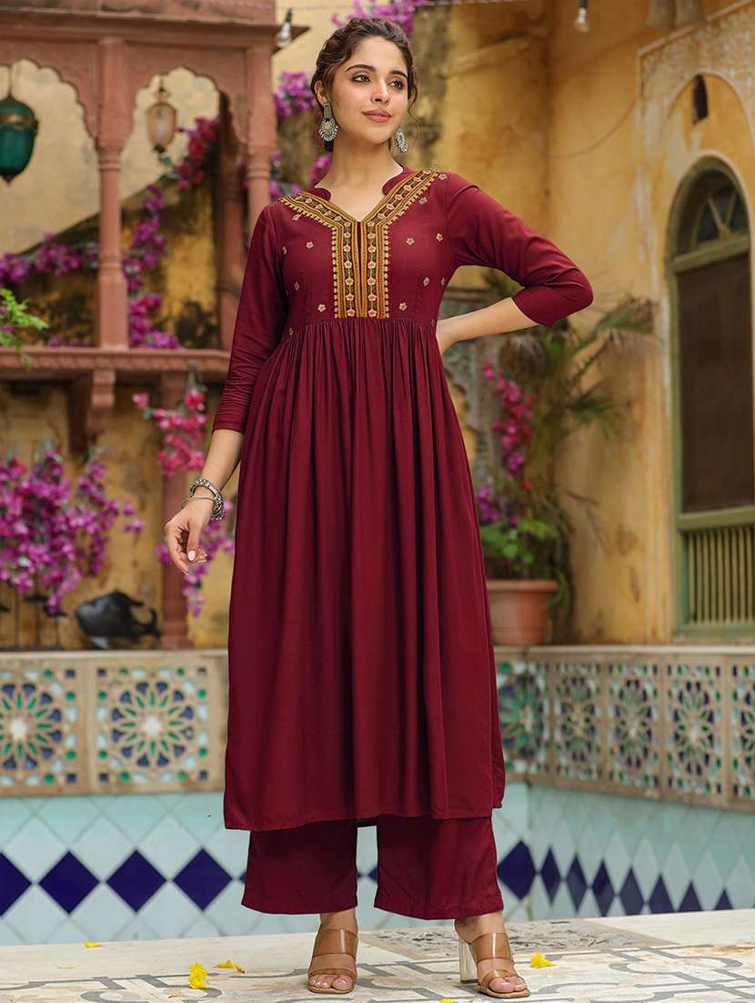 women embroidered kurta palazzo set - 21746744 - Zoom Image - 0