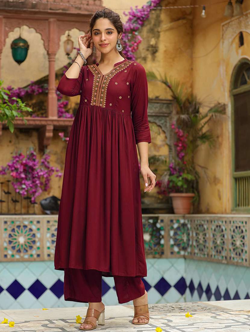 women embroidered kurta palazzo set - 21746744 - Standard Image - 2