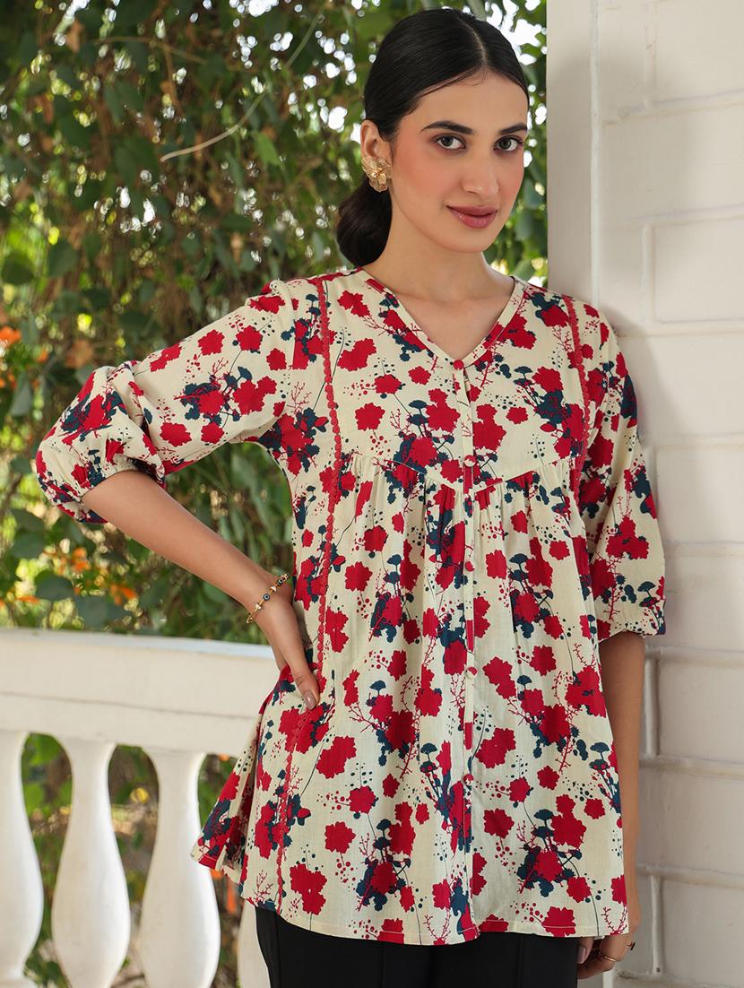 women floral print a line tunic - 21746749 - Zoom Image - 0