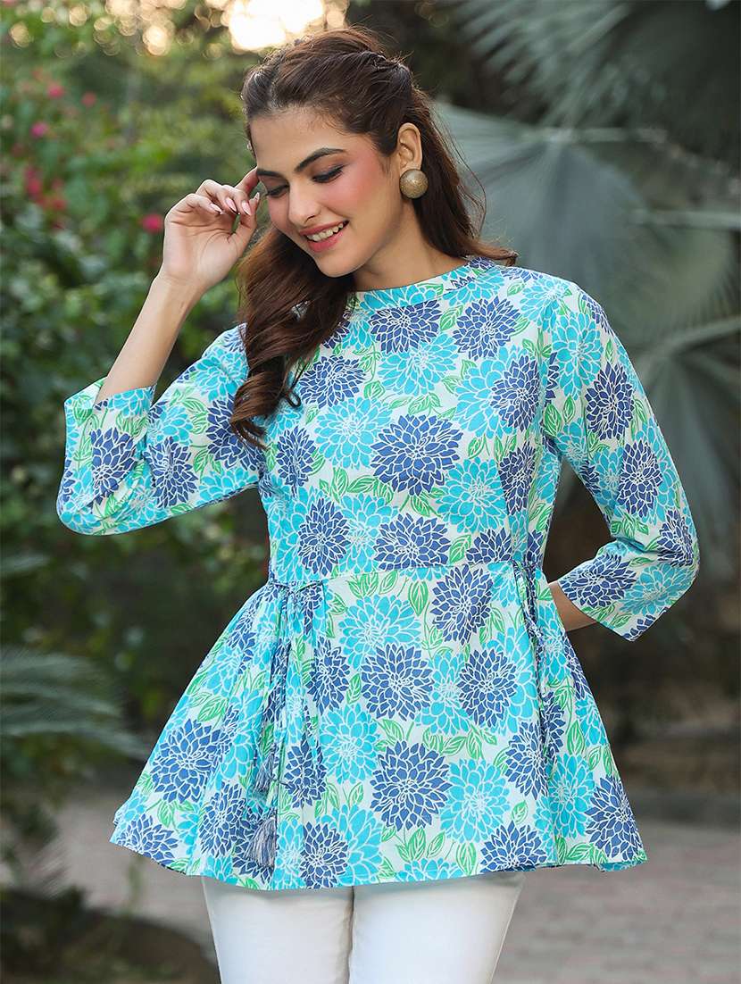 women floral print a line tunic