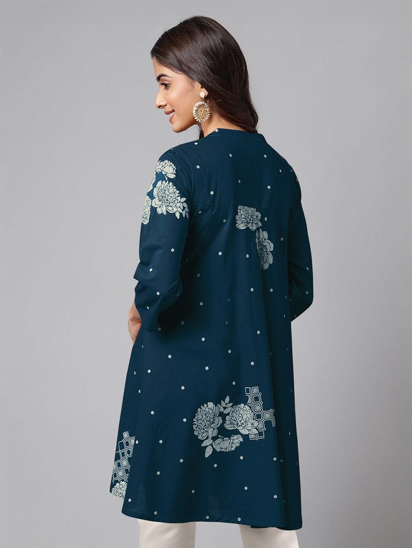 women printed three quarter sleeve tunic - 21746771 - Standard Image - 2