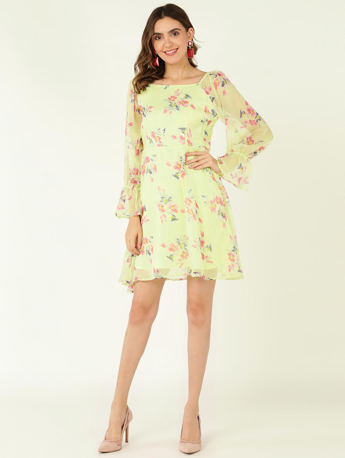 women floral print bell sleeves a-line dress - 21746780 -  Zoom Image - 0