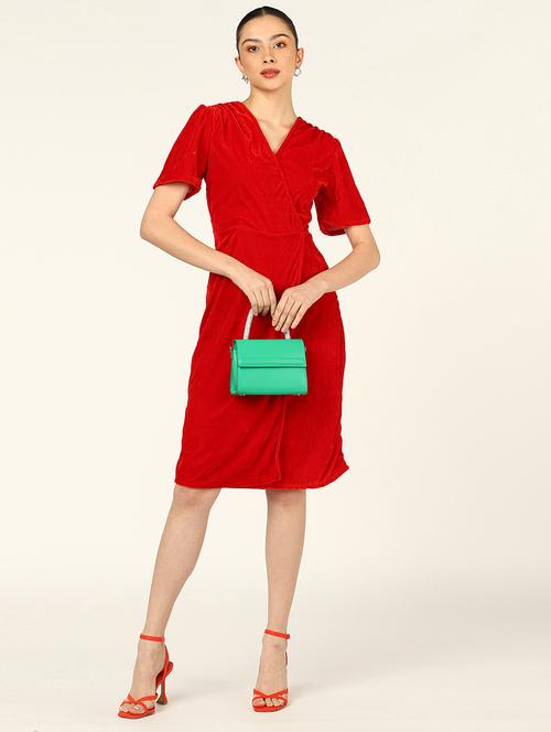 women solid puff sleeves sheath dress - 21746783 - Standard Image - 0