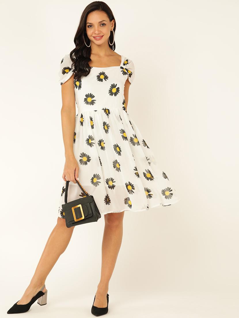 women floral print short sleeves fit & flare dress - 21746791 -  Zoom Image - 0