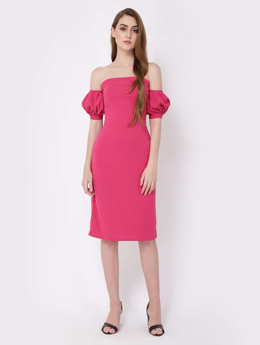 women solid off shoulder bodycon dress