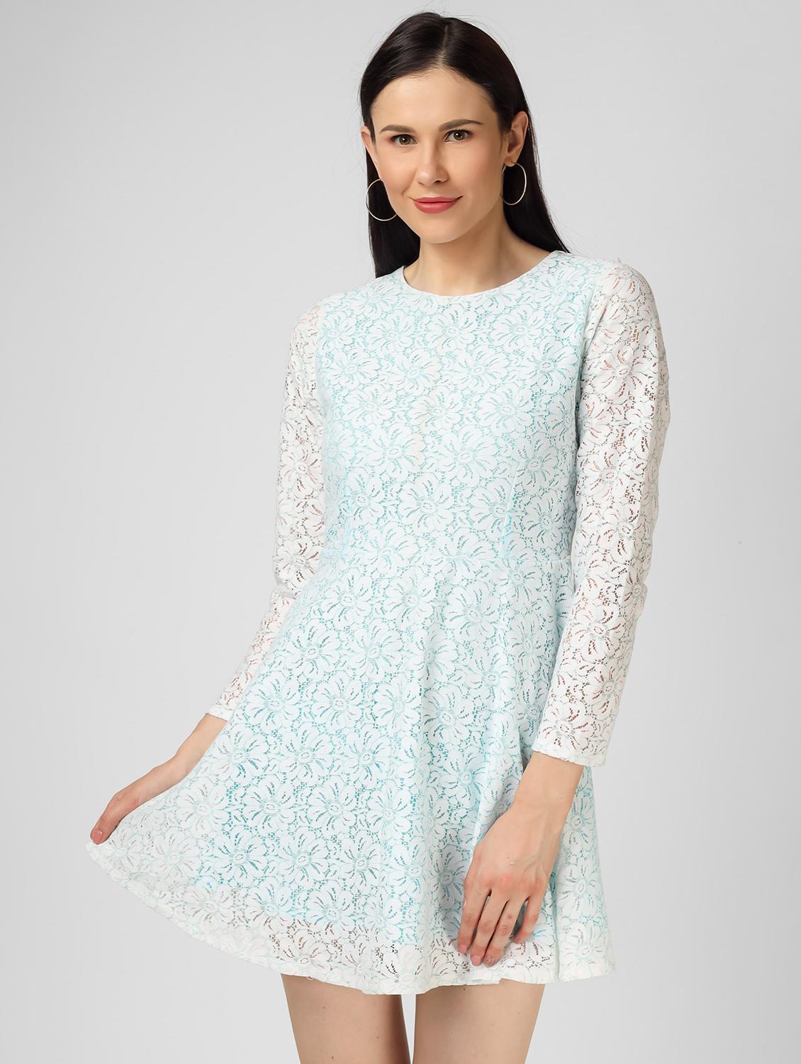 women solid long sleeves fit & flare dress - 21746813 -  Zoom Image - 0