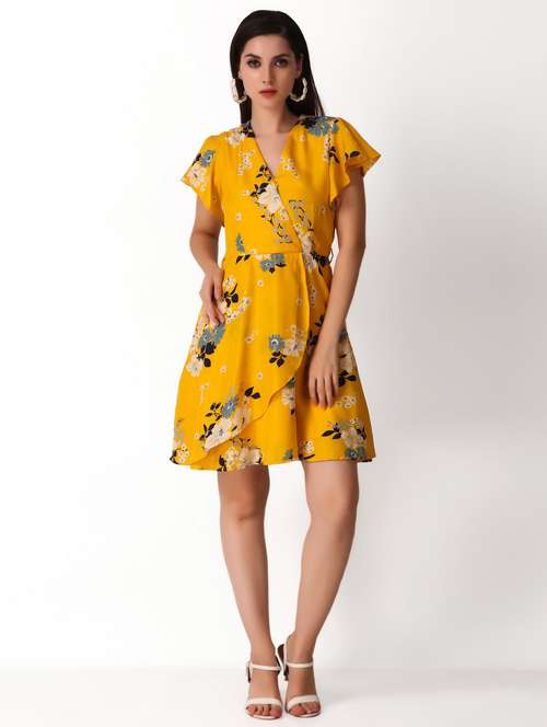 women floral print flute sleeevs fit & flare dress - 21746817 -  Standard Image - 0