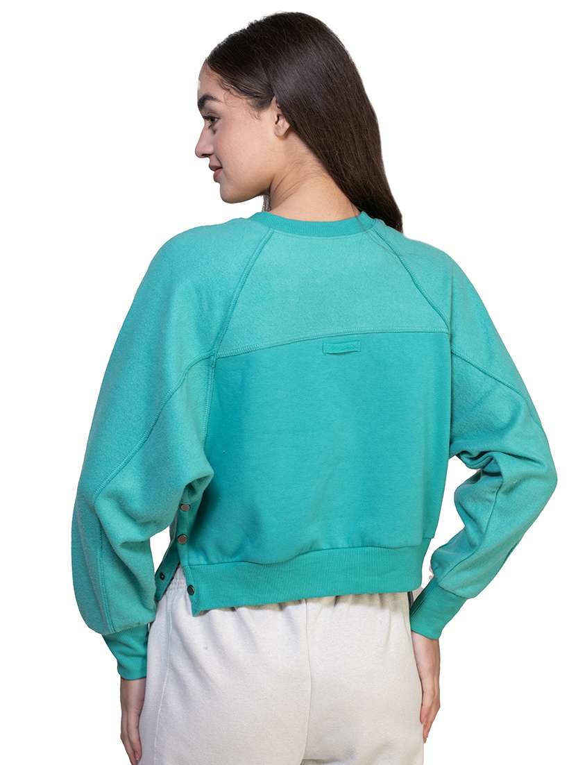 women solid long sleeve sweatshirt - 21747110 -  Standard Image - 2