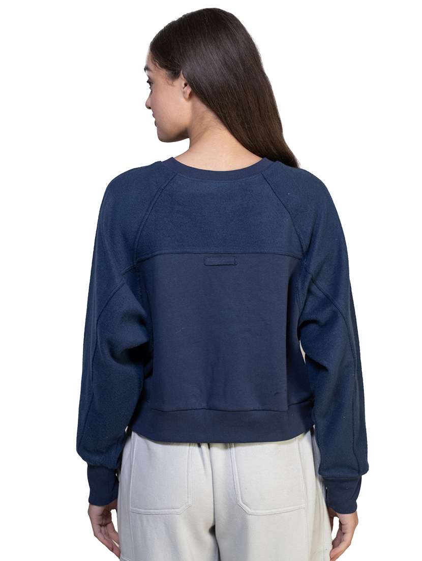 women solid long sleeve sweatshirt - 21747111 -  Standard Image - 2