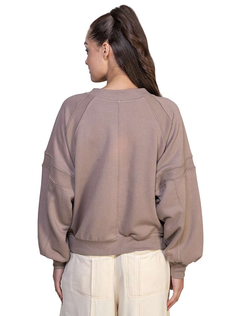 women solid long sleeve sweatshirt - 21747114 - Standard Image - 2