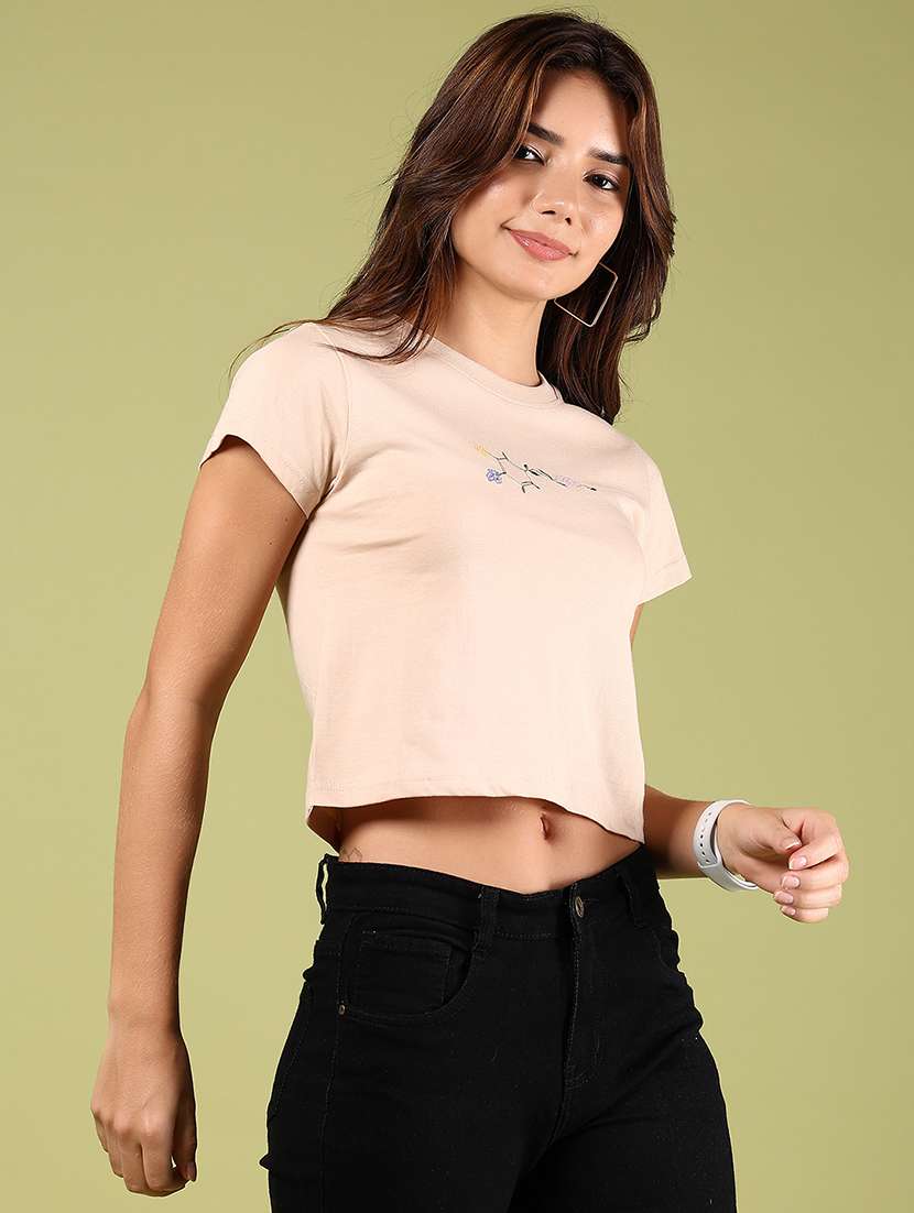 women printed short sleeves crop t-shirt - 21747464 -  Standard Image - 2