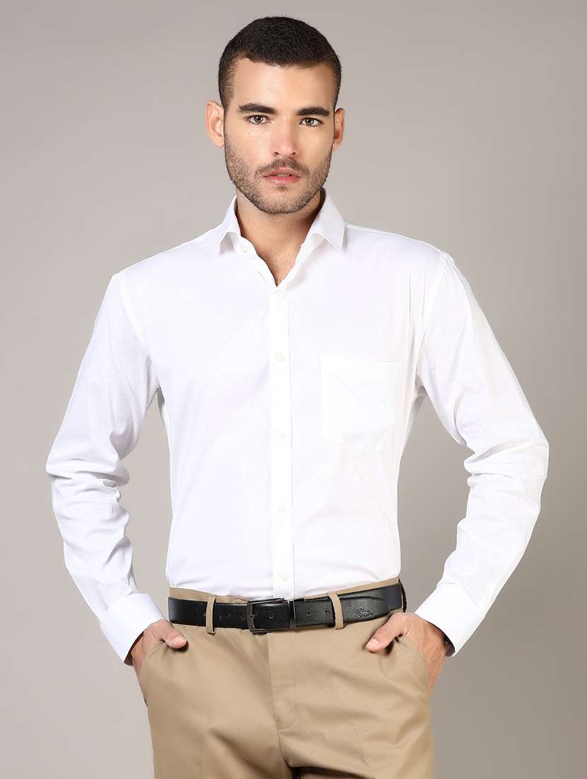 men solid long sleeve regular fit formal shirt