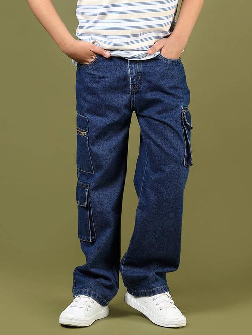 boys solid mid rise relaxed fit cargo - 21747495 -  Standard Image - 0