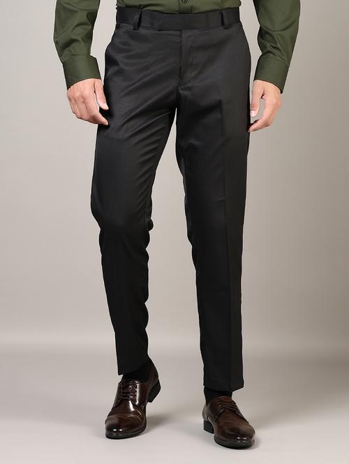 men solid regular fit flat front formal trouser - 21747497 - Standard Image - 0