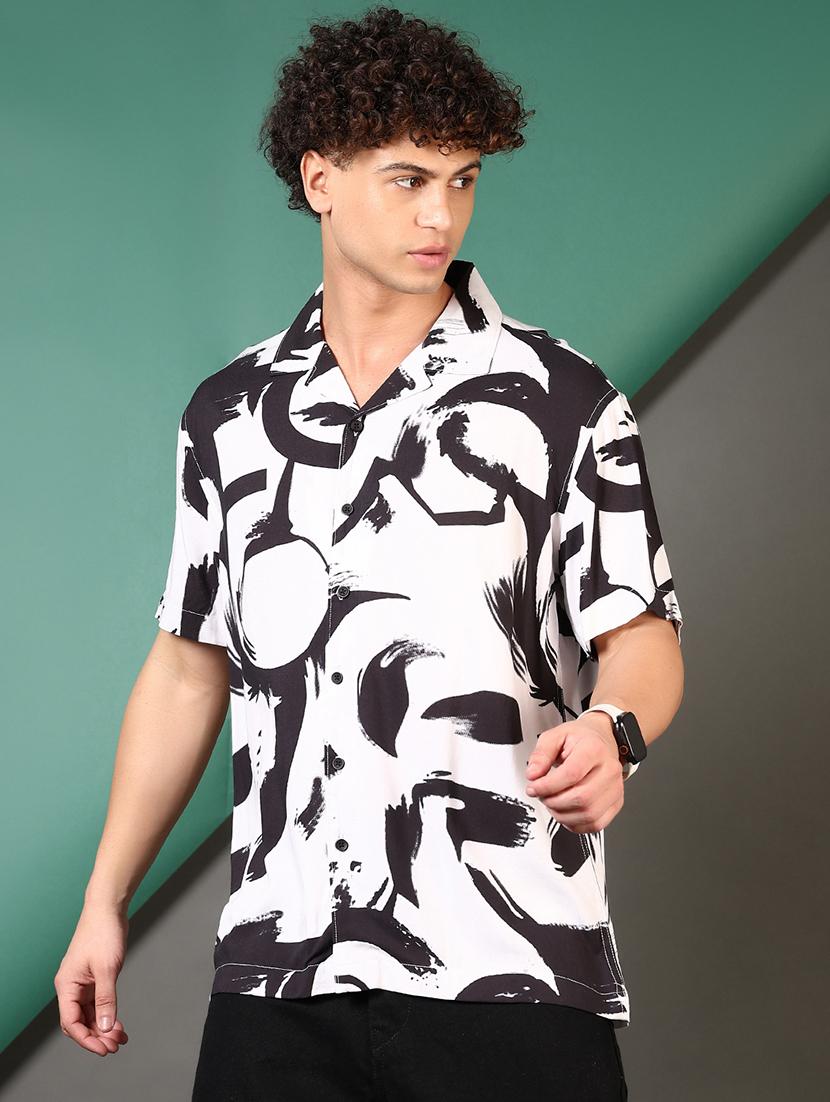 men printed cuban collared casual shirt - 21747501 - Zoom Image - 0