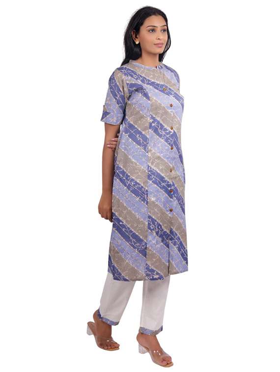 women printed roll up sleeve kurta pant set - 21747632 -  Standard Image - 2