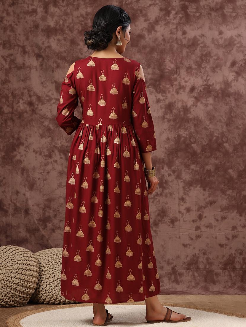 women printed fit & flare ethnic dress - 21747733 - Standard Image - 2