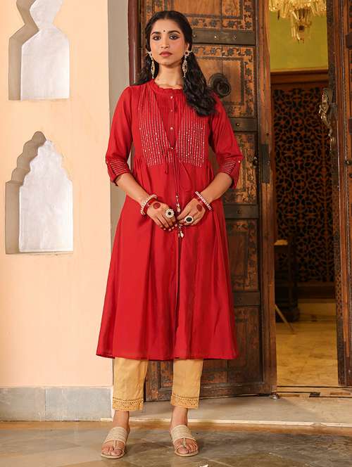 women embroidered a-line kurta - 21747744 -  Standard Image - 0