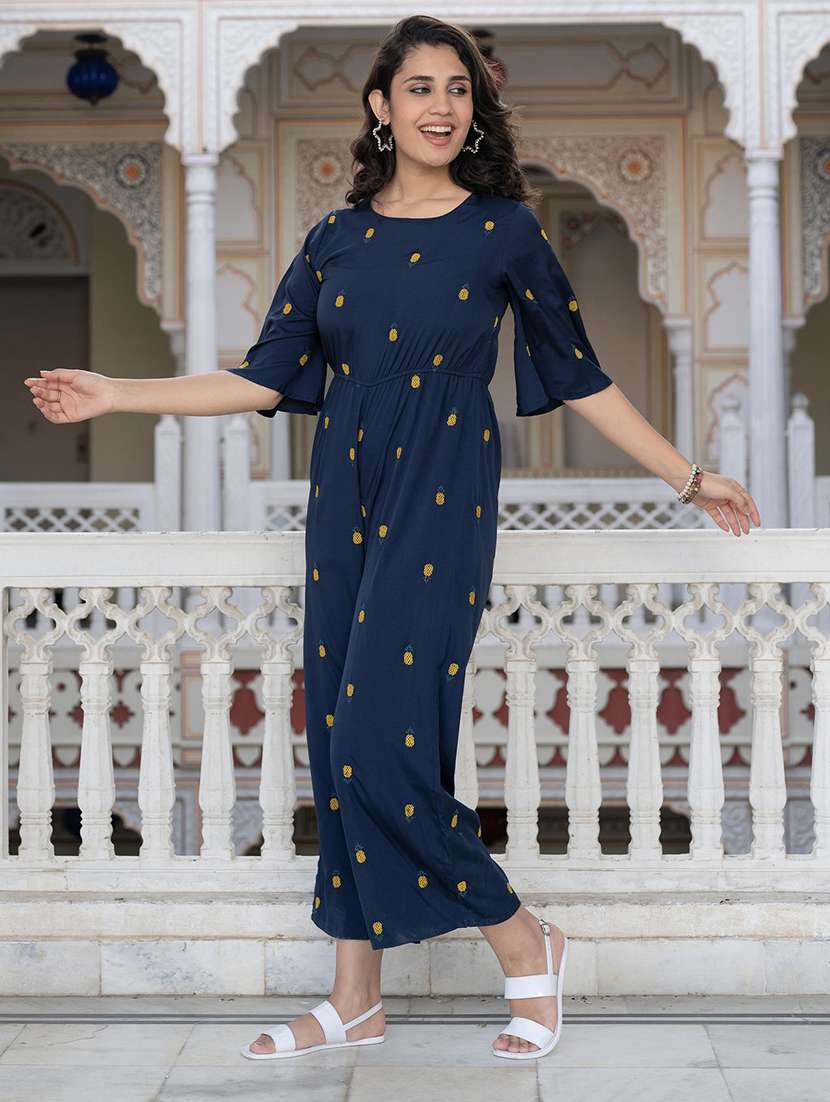 women embroidered full leg jumpsuit