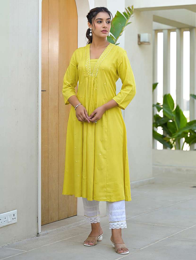 women embroidered a-line kurta