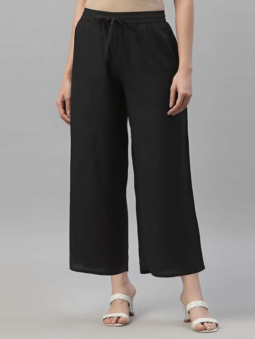 women solid straight palazzo