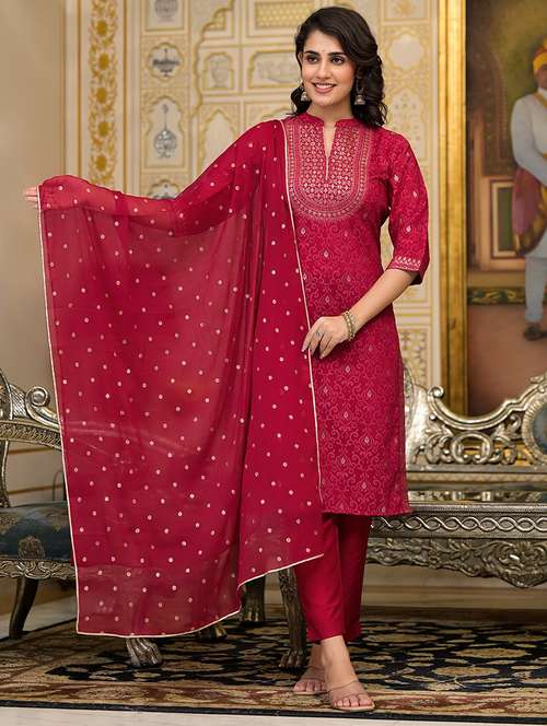 women printed kurta pant set with dupatta - 21747799 - Standard Image - 0