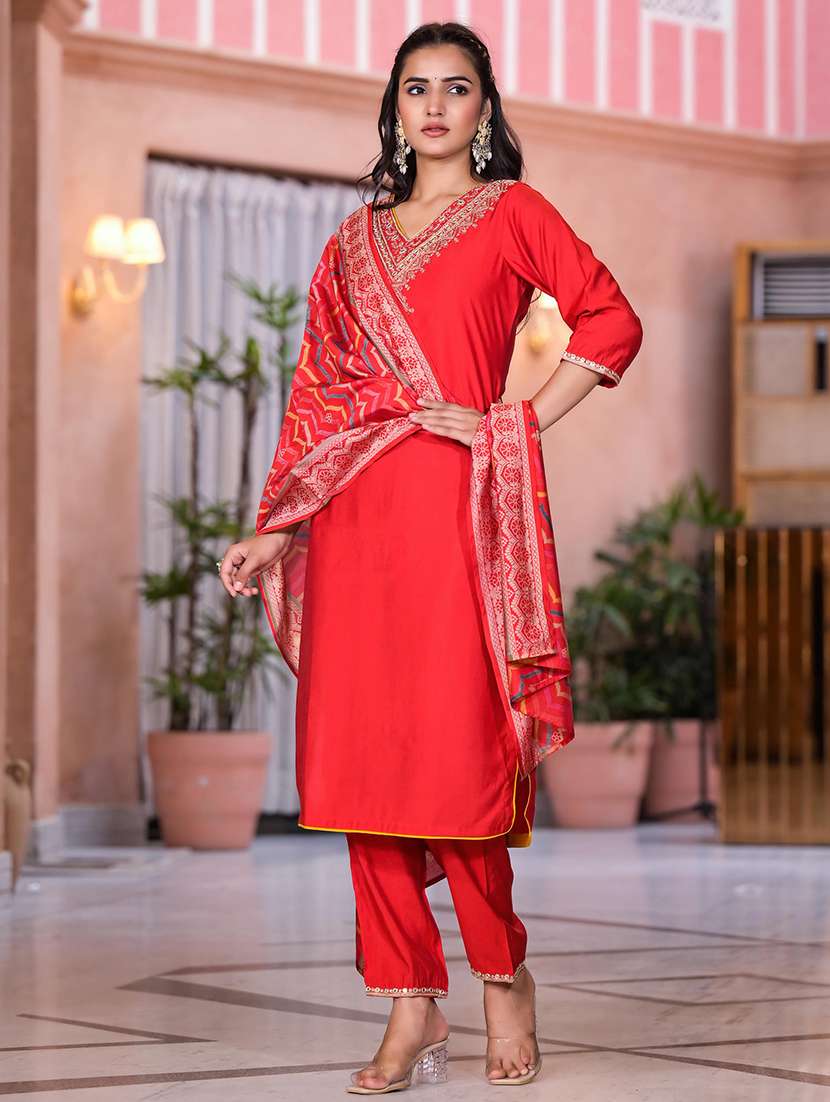 women embroidered kurta pant set with dupatta - 21747800 - Zoom Image - 0