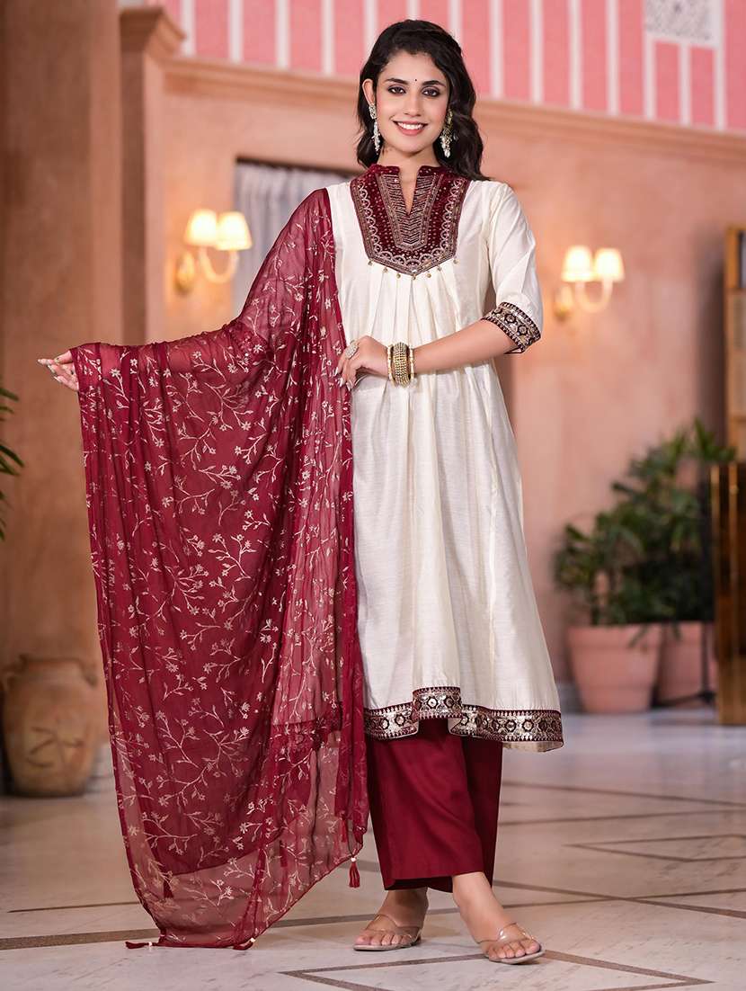women sequined kurta palazzo set with dupatta