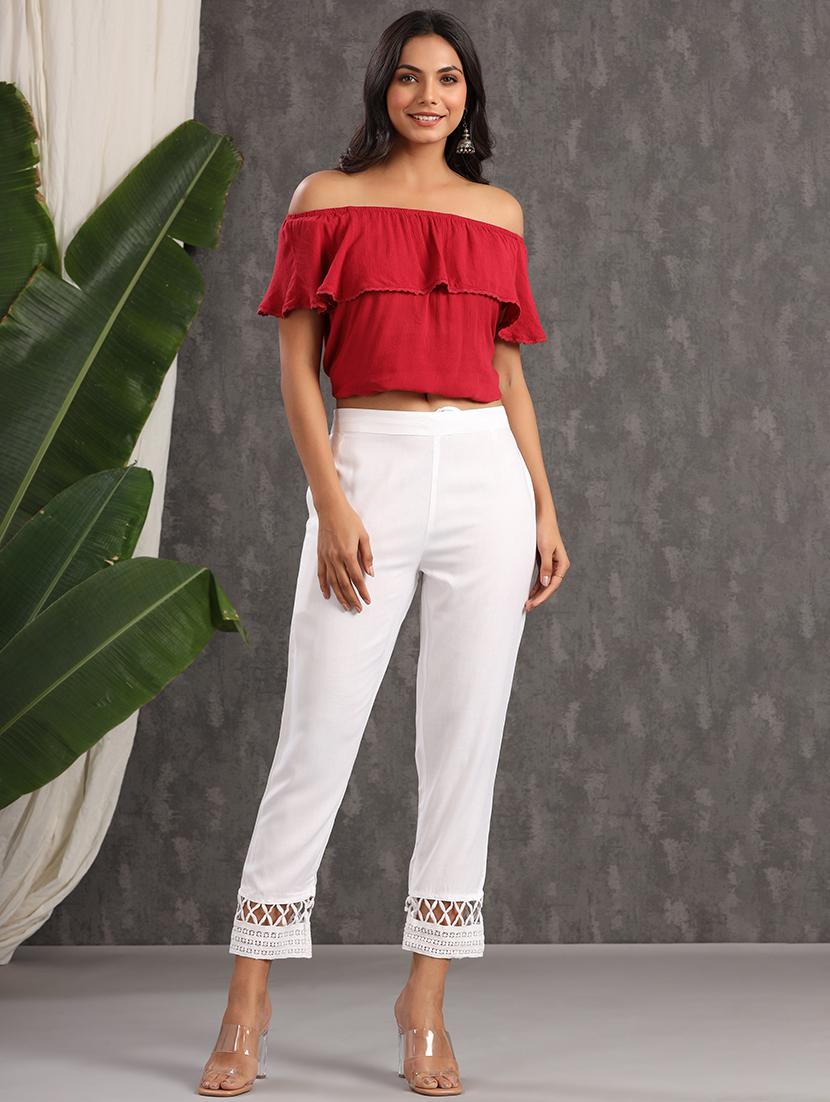 women solid mid rise cigarette pant - 21747819 -  Standard Image - 2