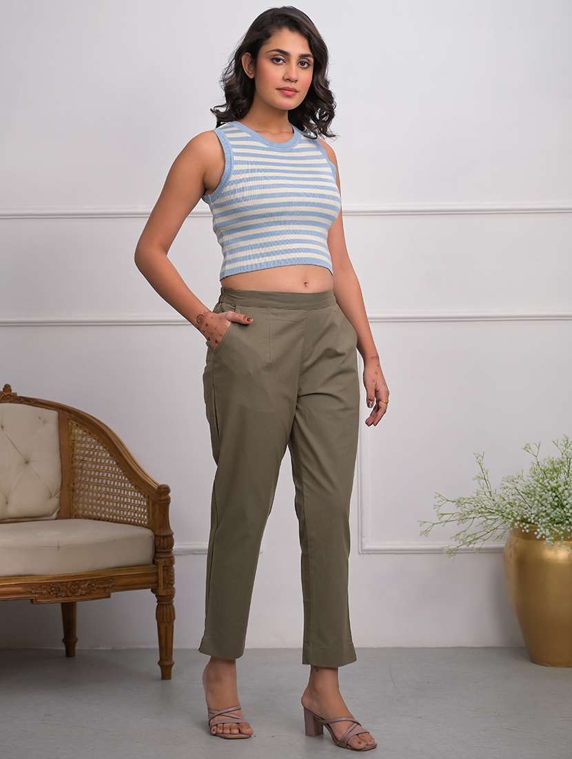 women solid mid rise cigarette pant - 21747820 -  Standard Image - 2