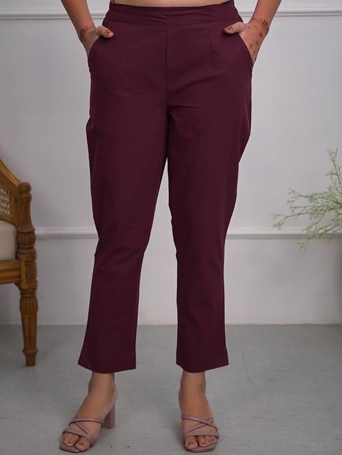 women solid mid rise cigarette pant - 21747836 - Standard Image - 0