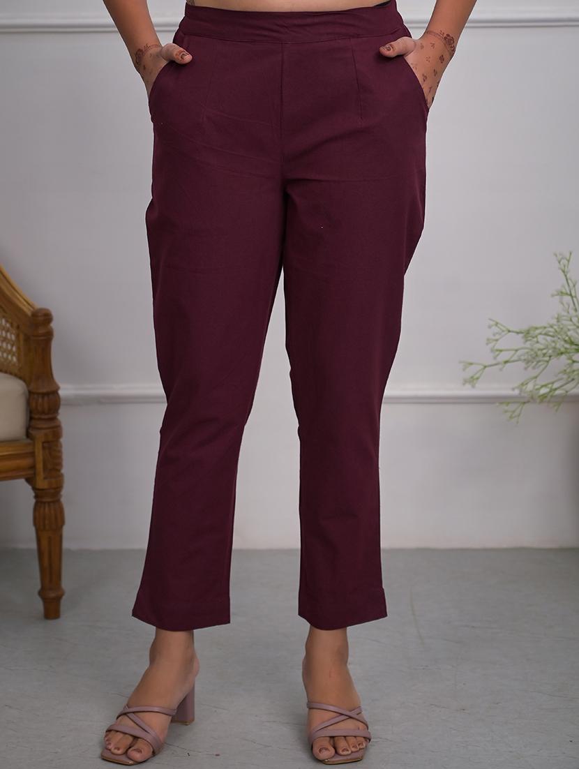 women solid mid rise cigarette pant - 21747836 - Zoom Image - 0
