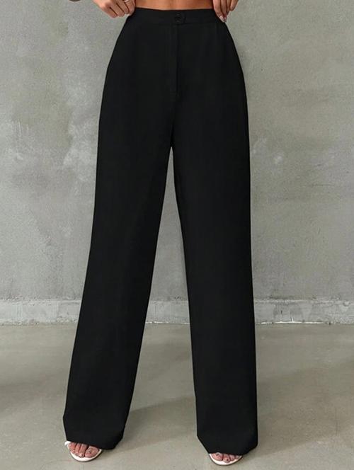 woemn solid high rise straight trouser - 21747865 -  Standard Image - 0