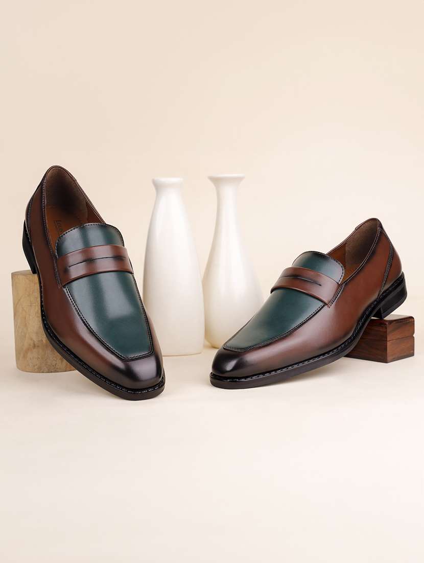 men dual shade slip on moccasin shoes