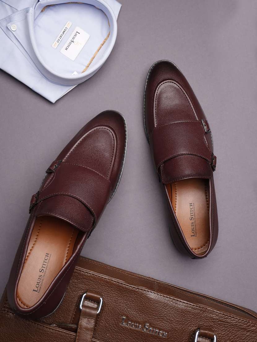 men solid slip on monk straps - 21747953 -  Zoom Image - 0