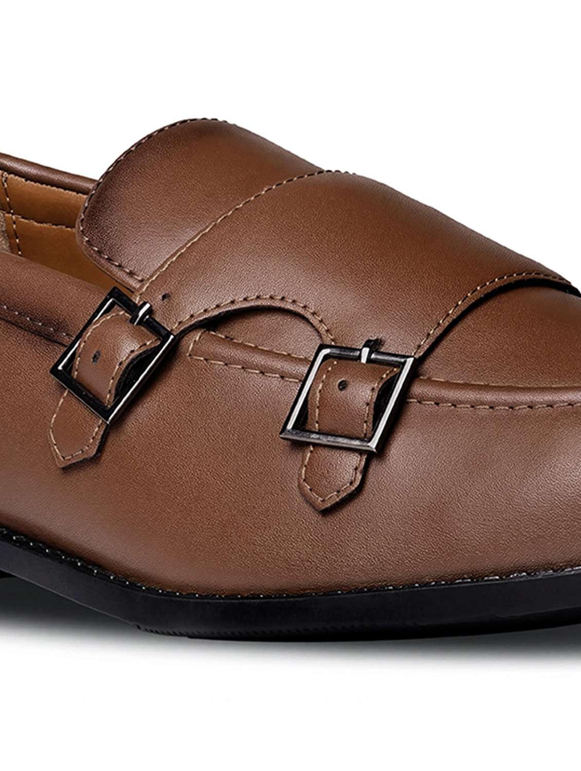 Men Tan Slip On Monk Straps - 21747954 -  Standard Image - 2