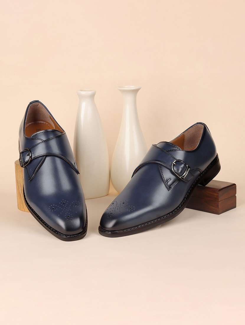 men solid slip on monk straps
